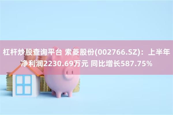 杠杆炒股查询平台 索菱股份(002766.SZ)：上半年净利润2230.69万元 同比增长587.75%