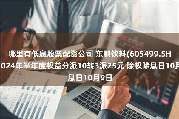 哪里有低息股票配资公司 东鹏饮料(605499.SH)：2024年半年度权益分派10转3派25元 除权除息日10月9日