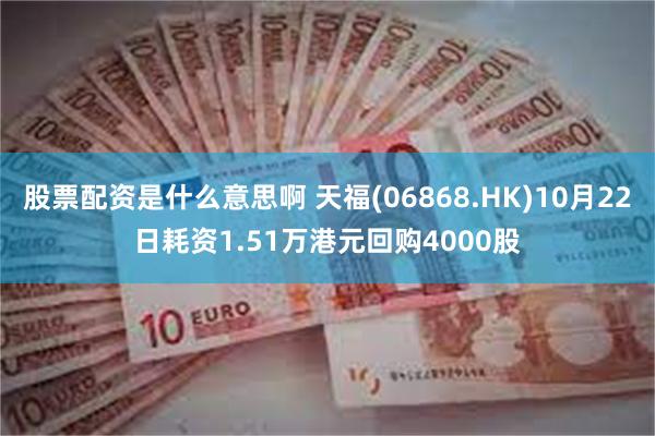 股票配资是什么意思啊 天福(06868.HK)10月22日耗资1.51万港元回购4000股