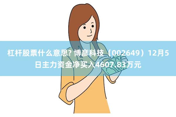 杠杆股票什么意思? 博彦科技（002649）12月5日主力资金净买入4607.83万元